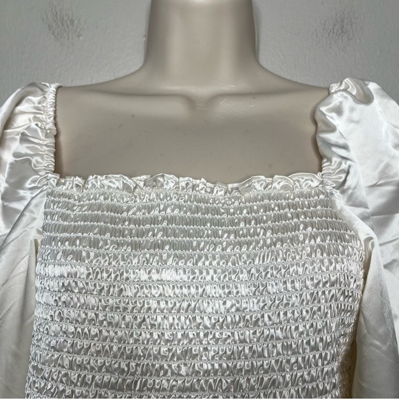 Marc New York Women Top Satin Regency Puff Sleeve Smock Victorian Edwardian - Picture 6 of 9